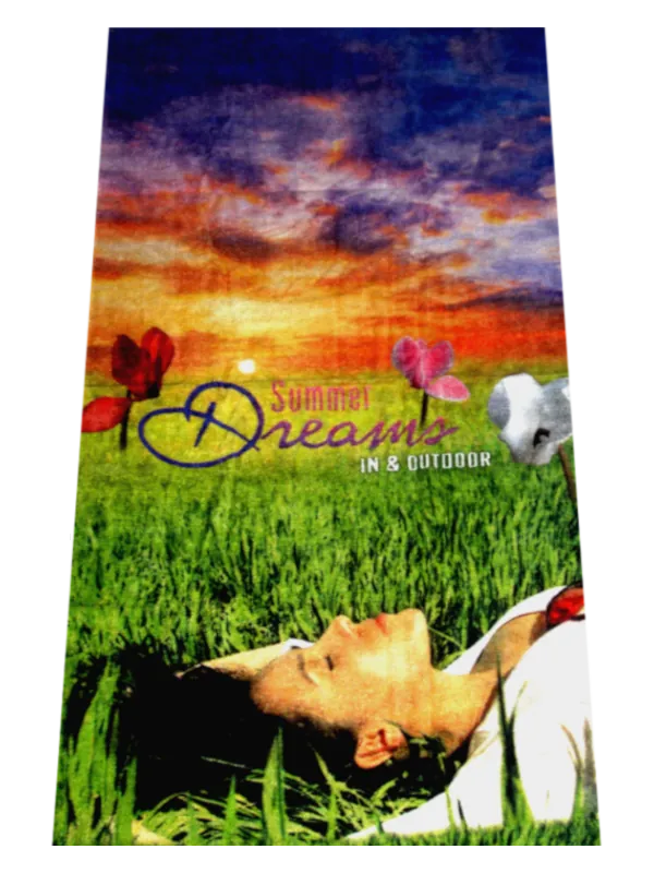 Full colour bedrukte handdoek met zonsondergang en bloemen